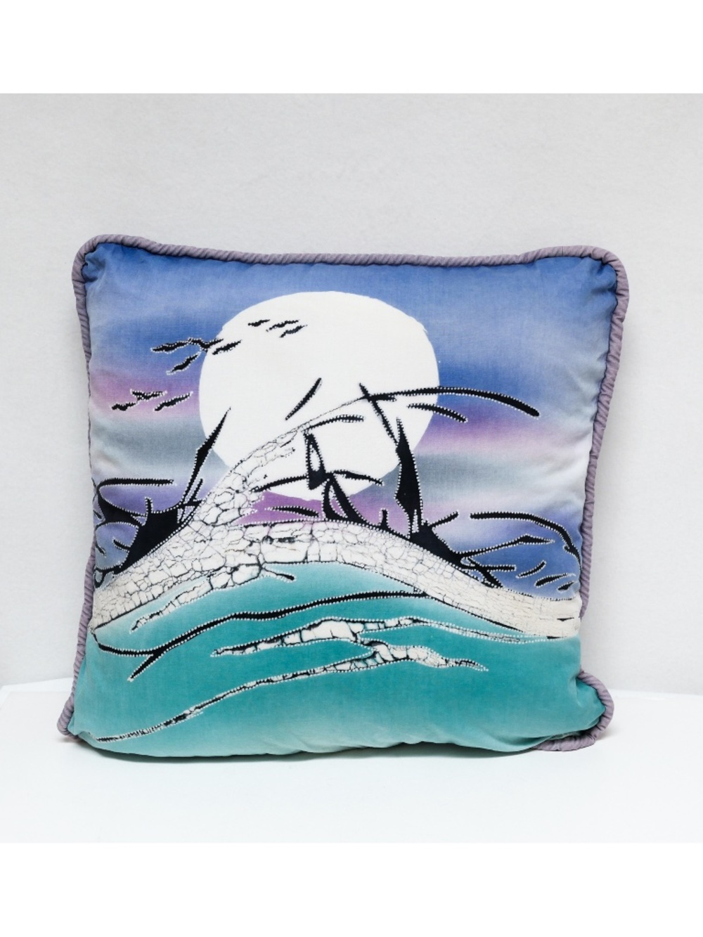 Vintage batik full moon pillow 17" square